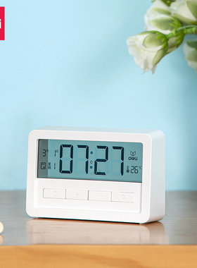得力电子钟闹钟多功能电子台历带温度显示卧室床头柜书桌闹铃摆件