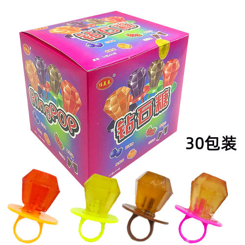 网红儿童创意魔指戒指糖钻石糖唇膏口红糖水果味小孩棒棒奶嘴糖果 - 封面