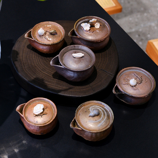 小谦山房备前烧宝瓶柴烧手工台湾盖碗茶壶日式侘寂古拙主泡器