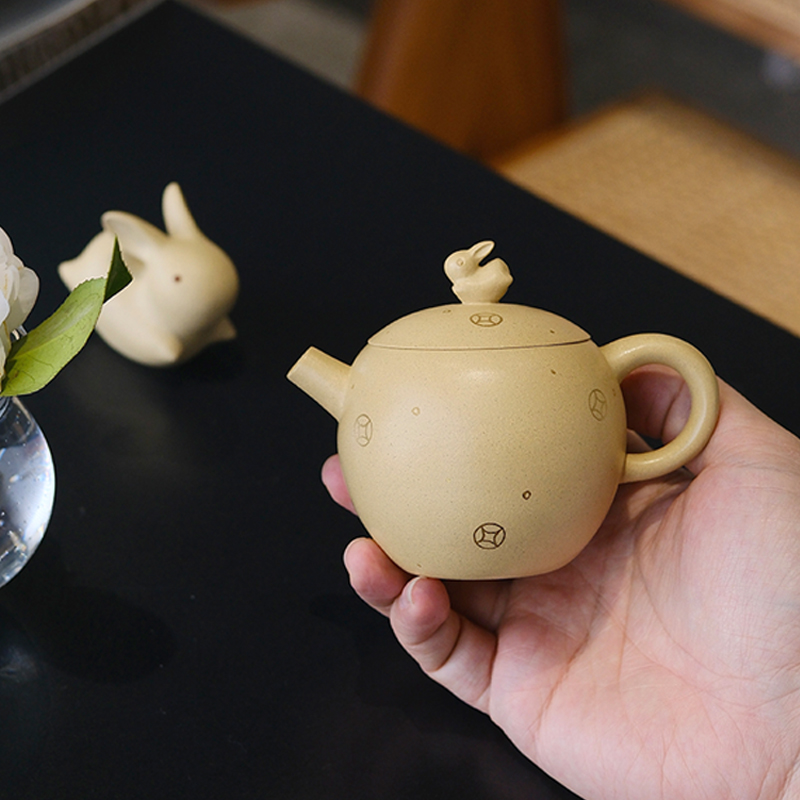 钱兔无量紫砂壶手工原矿黄金段泥