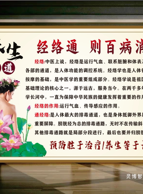 经络通则百病消中医养生装饰画经络养生海报推拿按摩理疗店贴图画