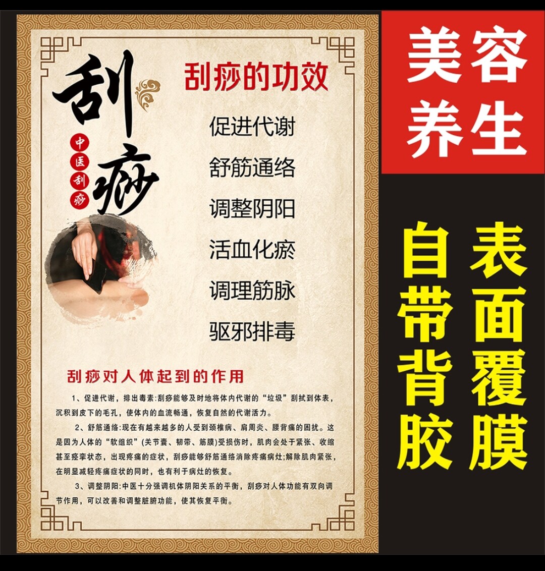 养生馆图片挂图宣传画美容院海报刮痧中医养生经络穴位装饰画