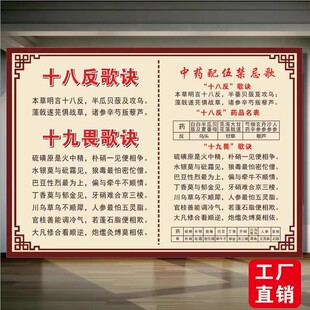 中医养生馆十八反十九畏海报装饰画中药禁忌表医院诊所中药房挂图