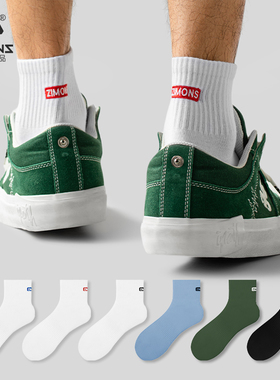 子墨袜子男士夏薄款短袜纯棉纱线防臭中筒吸汗白色袜男生日系潮流