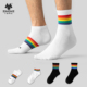 中帮 白袜中筒短筒纯棉纱线条纹潮性感个性 子墨男士 彩虹袜子薄夏季