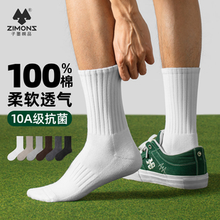 薄款 纯棉防臭运动长袜夏季 子墨袜子男款 全棉中筒毛巾底 100%棉