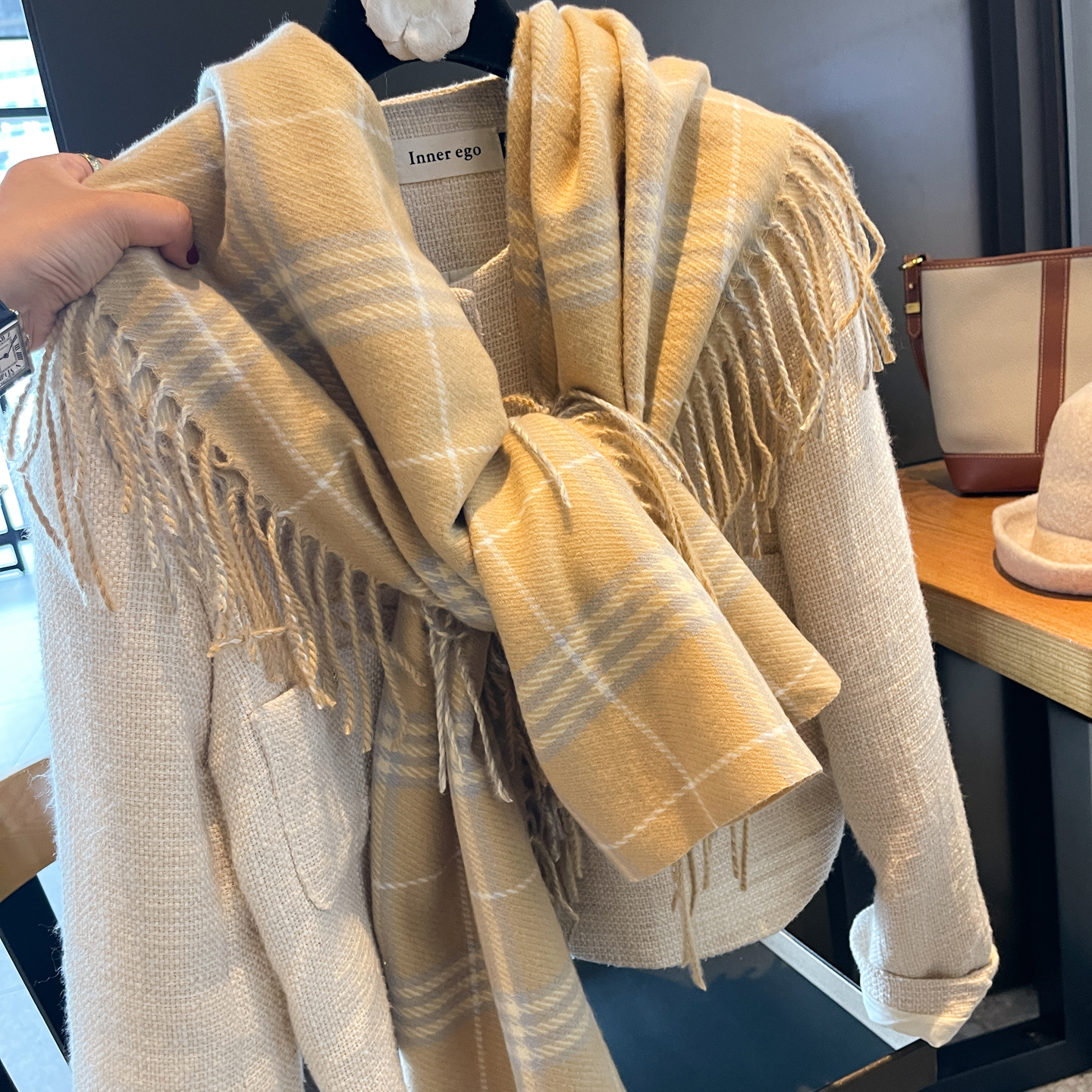 金靖同款英伦风复古格子围巾女