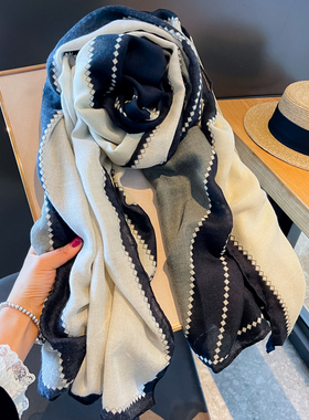 空调房披肩办公室护颈椎春秋季保暖长款棉麻围巾两用夏季防晒外搭