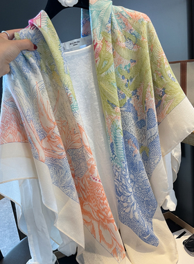 春夏季轻薄防晒130大方巾彩色围巾出游拍照外搭高档空调房披肩女