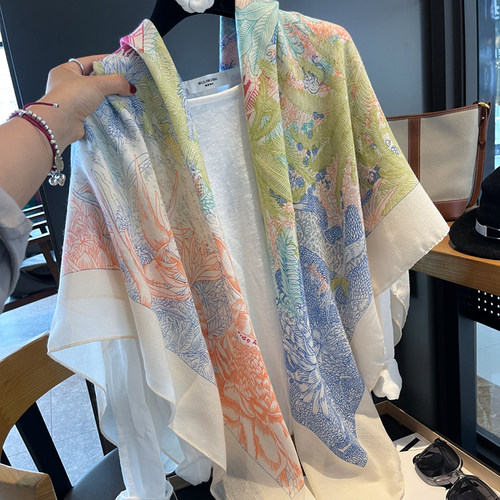 韩版春夏季彩色大方巾围巾披肩女