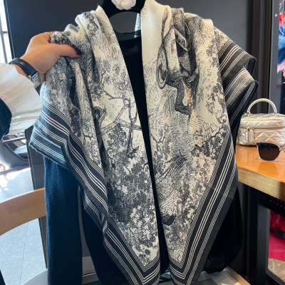 墨韵丛林丝毛手工卷边防晒披肩女