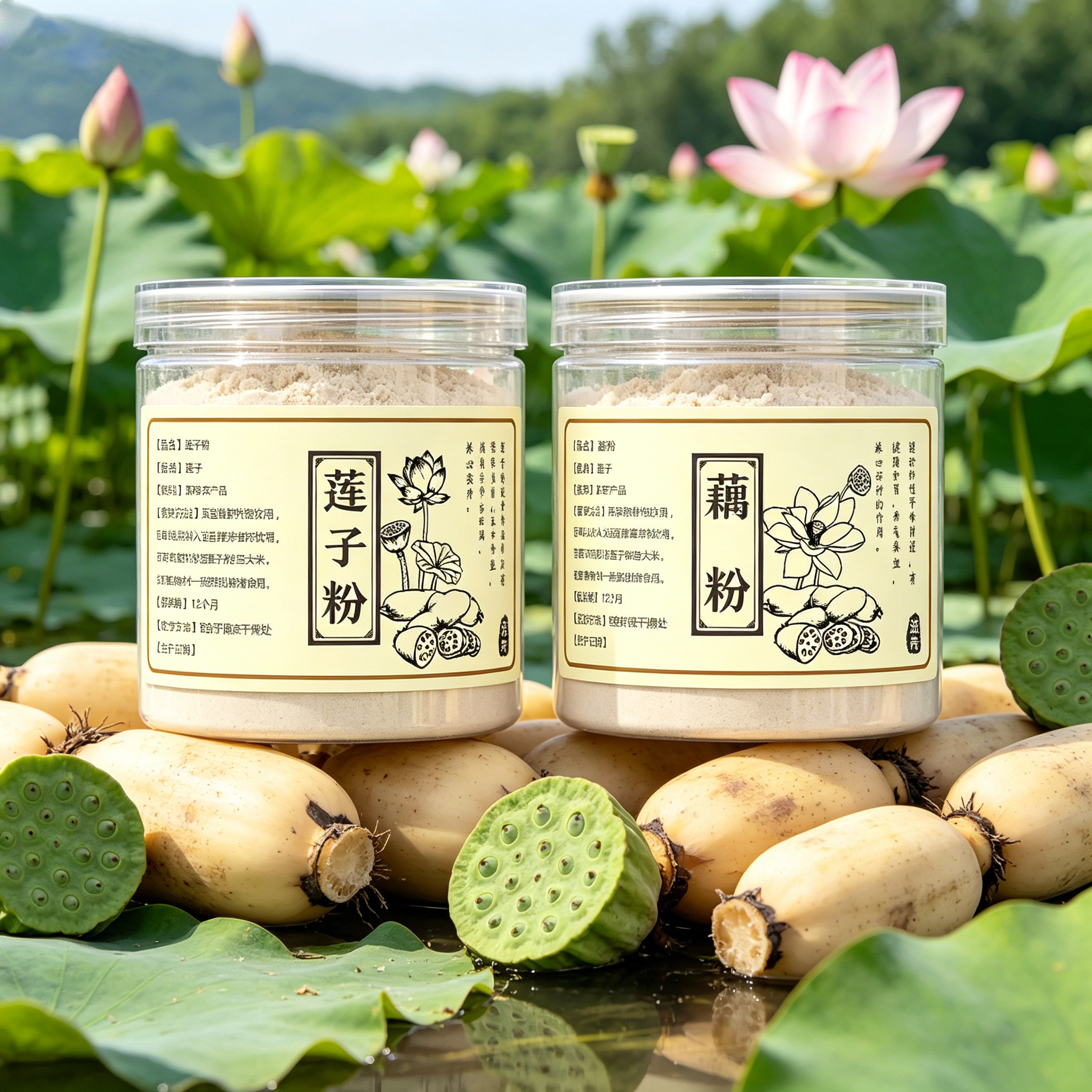 百合粉山药莲子粉小黄姜黄粉葛根粉藕粉黑芝麻粉标签贴纸不干胶贴
