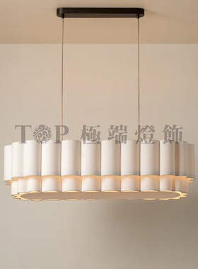 外销侘寂餐厅Folia 叠层花朵布艺吸顶灯艺术设计扇形亚麻布艺吊灯