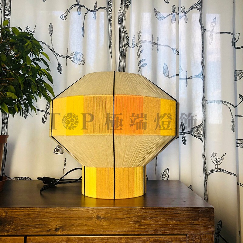 丹麦意大利设计定制灯笼手工绕线彩色丝线棉线日式儿童房床头台灯