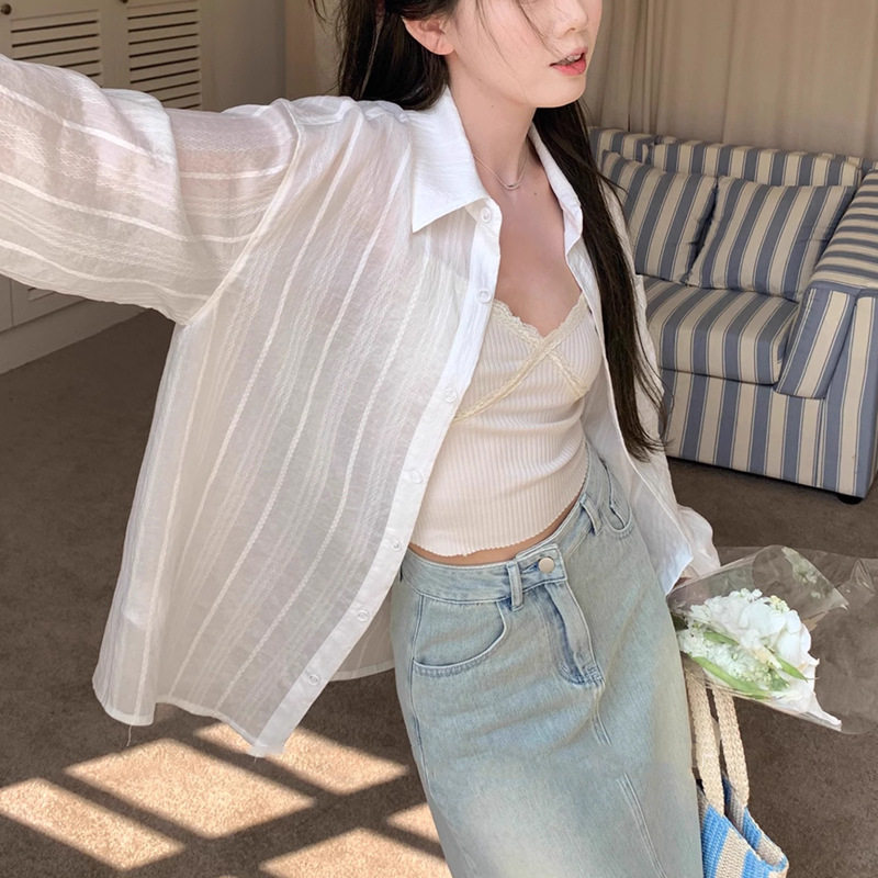 粉色天丝防晒衬衫女上衣夏季薄款外套女宽松显瘦