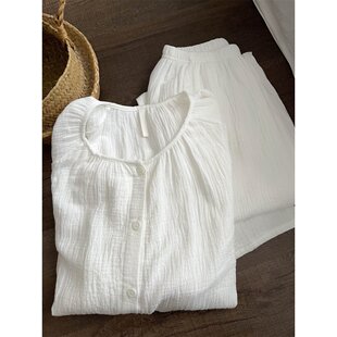 双层棉纱韩版睡衣女款爆款2026新款春季新款长袖长裤家居服套装