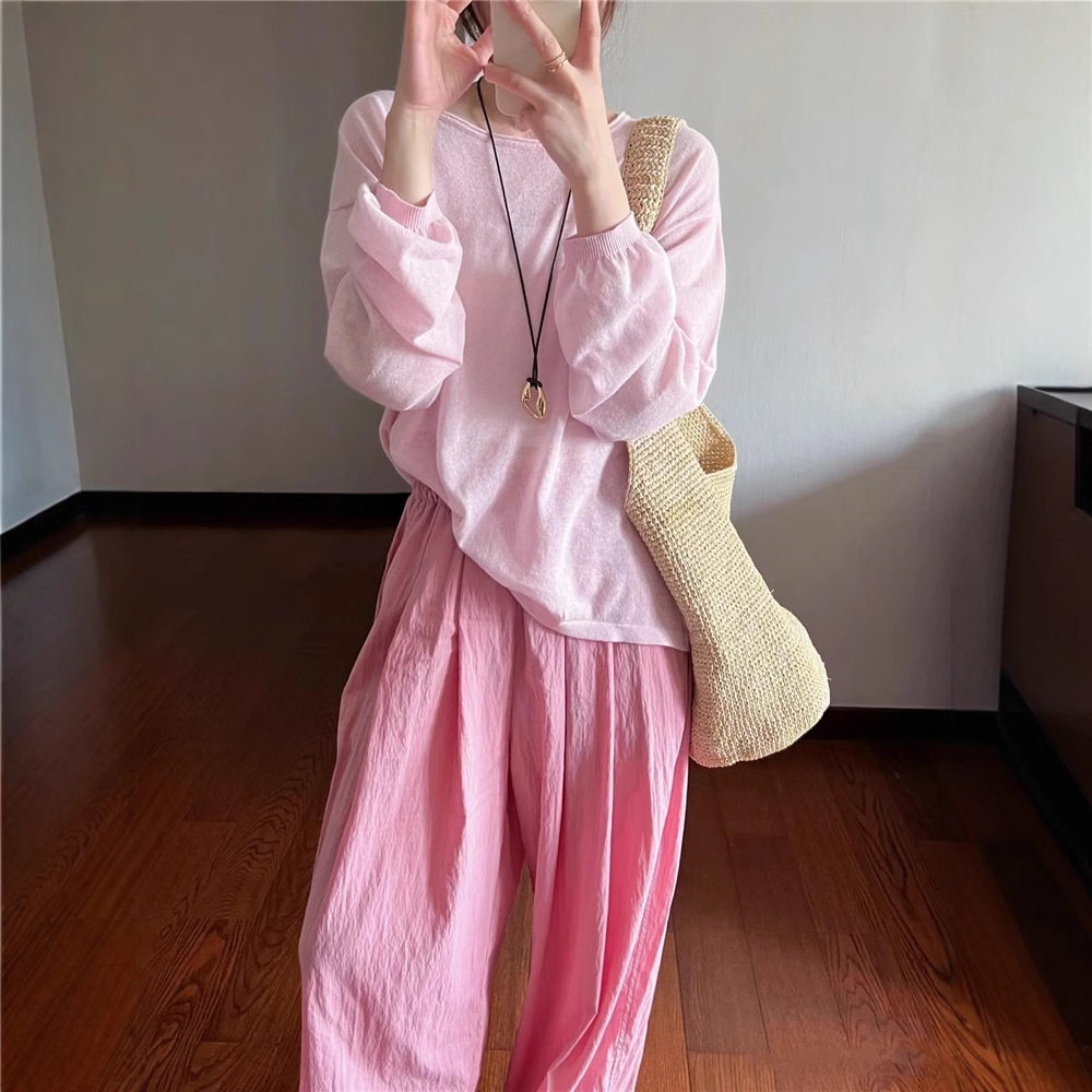 春夏季2026多巴胺韩系穿搭配一整套时尚防晒衫山本裤子两件套装女