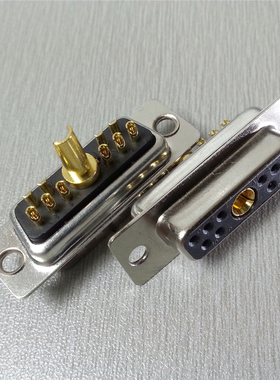 混装大电流D-SUB连接器11W1焊线母头 重载大电源插座10+1芯接插件