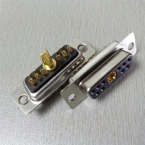 混装大电流D-SUB连接器11W1焊线母头 重载大电源插座10+1芯接插件