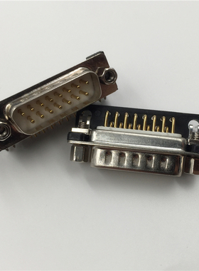 车针DR15公头 弯脚PCB焊板式 DB15PIN公座连接器 实心针镀金 15脚