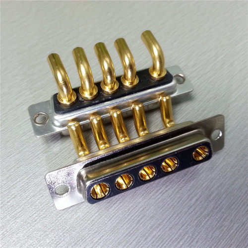 5W5母头弯脚焊板混合大电流D-SUB连接器 混装5芯军工级插头5P母座