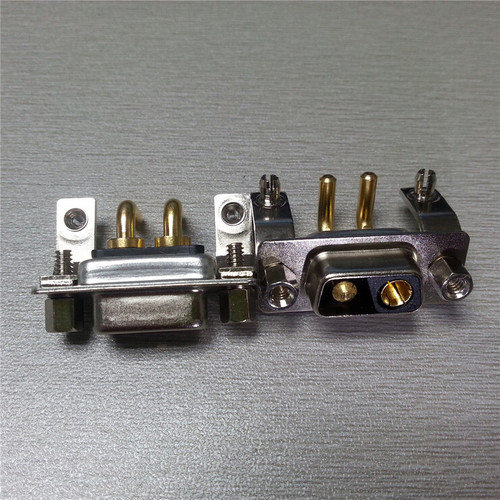 混装D-SUB 2V2母头弯脚带支架母座2V2大电流连接器工业级电源插座