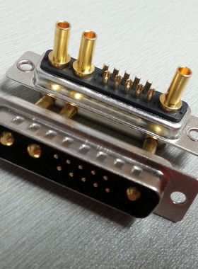 混合大电流D-SUB连接器 13W3公头打线式镀金工业插头10+3针接插件