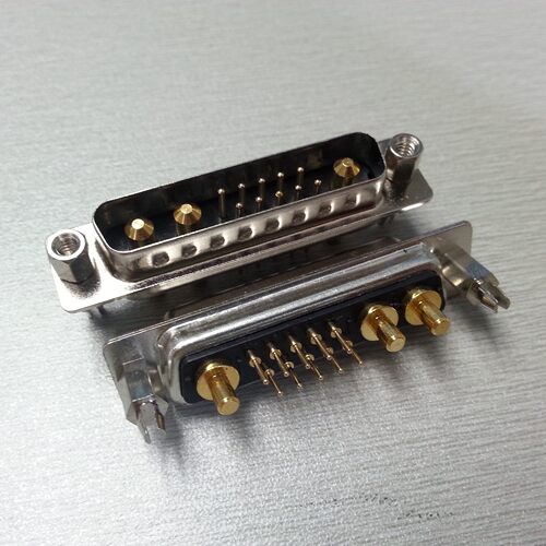 混装13W3直插公头 大电流D-SUB连接器10+3针插座镀金车针重载接头