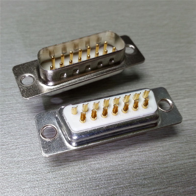 车针焊线式 DB15pin公头连接器 镀金焊线式 DB15pin公头接插件