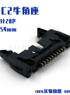 DC2牛角座 带卡扣/钩 20芯直针 间距2.54mm DC2-20PIN 黑色插座