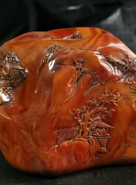 玉石仿古玉老玉天然岫玉雕松树小