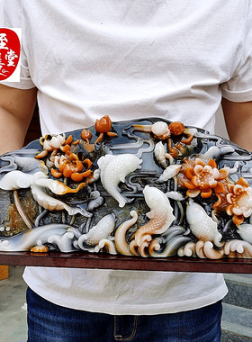 黑青花连年有余大摆件