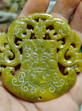 玉石原石仿古玉老玉岫玉雕W双面