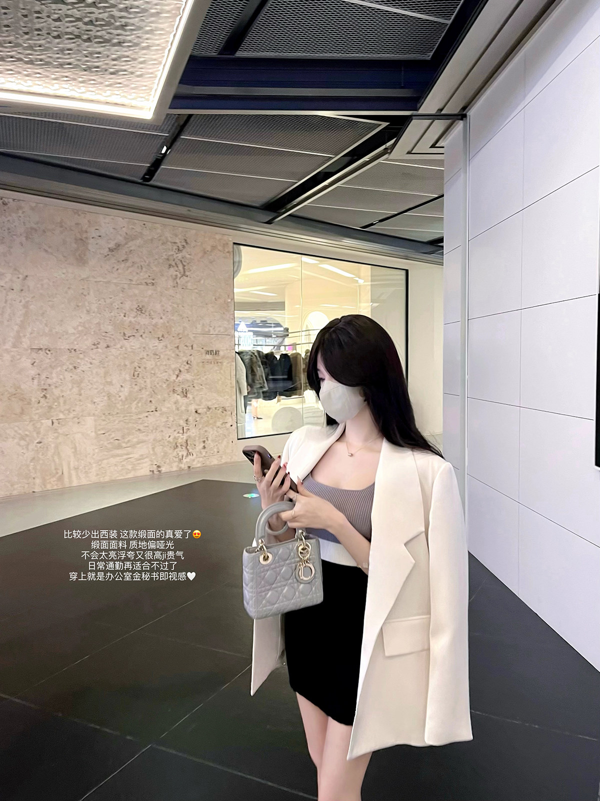 CCZEE 摩登OL 白色缎面西装外套女春季廓形宽松显瘦休闲西服上衣