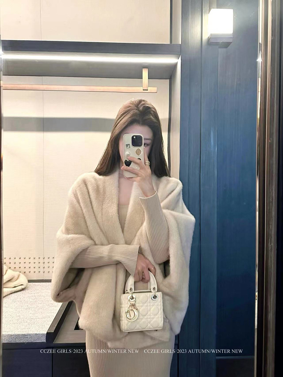 CCZEE 凛冬恋歌 轮廓披肩环保皮草貂女冬季慵懒宽松显瘦毛毛外套