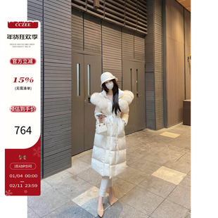 CCZEE 云朵漫步 长款狐狸毛领羽绒服2025新款时尚韩版设计感冬季