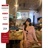 连帽斜扣羊毛连衣裙百搭过膝长款 CCZEE 初恋泡芙 针织裙