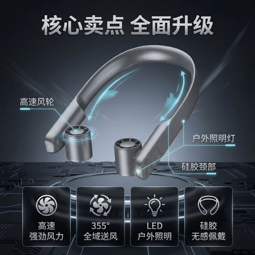 外照明无叶挂脖小风扇便携式露营