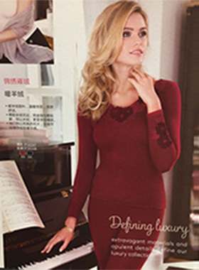 黛安芬ESSENCE高端羊绒镶钻丝绒花刺绣保暖衣IT1616T暖裤IT1616B