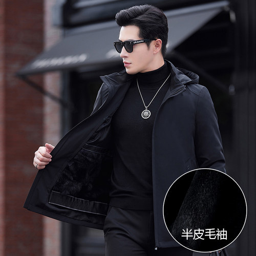 海宁皮草水貂整貂皮毛一体可拆卸