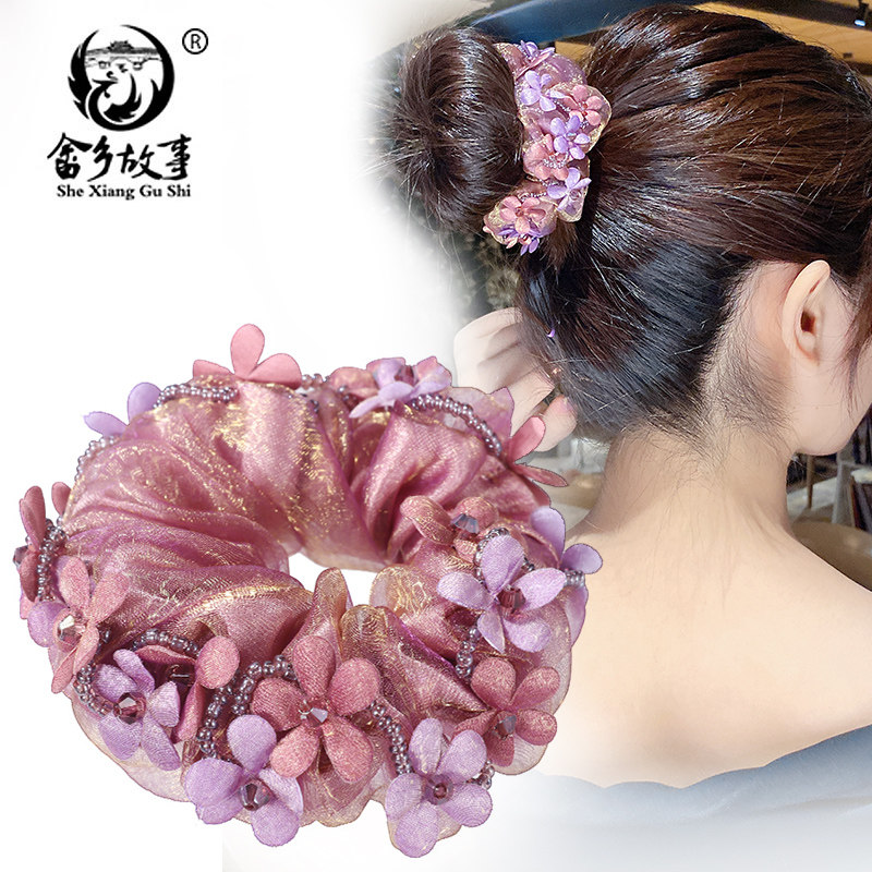 头花头饰发饰发圈高级感头绳粗妈妈款盘发气质优雅高弹力发绳女