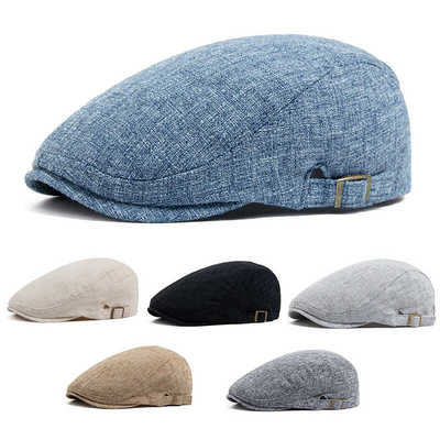 高级感男士遮阳鸭舌帽夏季薄款棉麻料透气贝雷帽休闲爸爸前进帽子