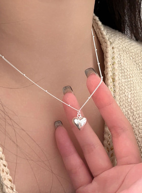 925纯银爱心项链女ins小众百搭设计轻奢锁骨链时尚简约高级感百搭