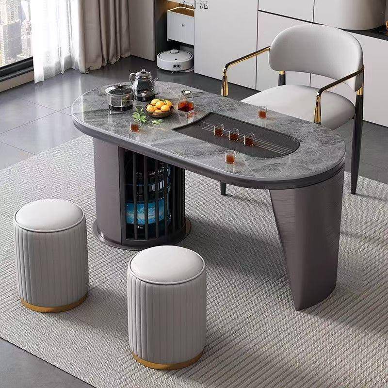 意式岩板茶桌椅组合家用阳台茶几简约现代办公茶桌一体一整套茶台
