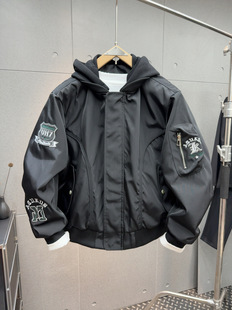 春季新款重磅飞行员服美式潮牌工装外套男士棒球服可拆卸连帽夹克