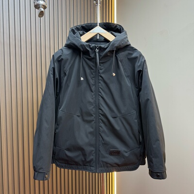 春季新款简约连帽棉服外套男