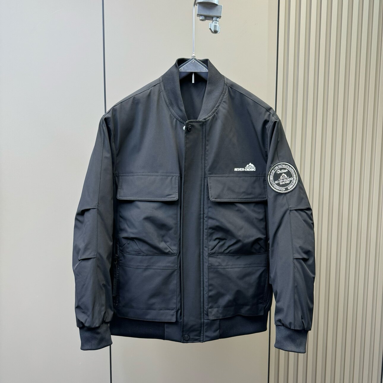 秋冬新款棒球领棉服外套男潮流贴标工装上衣休闲痞帅百搭潮牌夹克