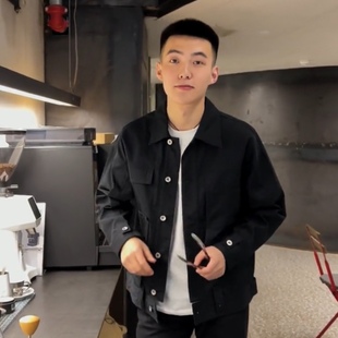 2025春秋新款男士翻领简约韩版休闲夹克青年春季时尚百搭上衣外套