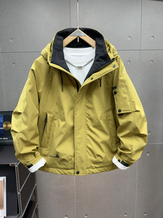 冬季新款工装薄棉服男士青年流行时尚保暖外套户外百搭连帽冲锋衣