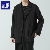 罗蒙休闲西装 外套男春秋宽松百搭DK制服男装 高级感痞帅轻熟风西服